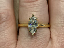 1.0 Carat Lab Created Diamond Marquise Cut Engagement Ring 14k Gold Plated 925 J