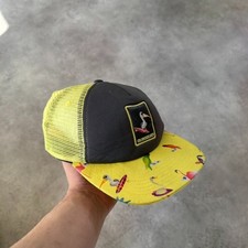 Quiksilver Trucker Hat Mens USA Flamingo Mesh Snapback Cap Black Yellow