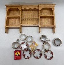 Dolls House furniture  kitchen wall unit with plate rack In 1/12th Scale