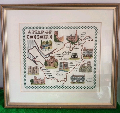 Cross stitch map cheshire - cross,
