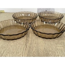 Arcopal smoked glass mini flan dishes - four grey brown induvial quiche dishes