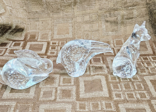 Clear glass animal figurines - glass,