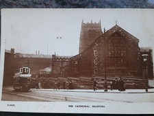 Bradford Postcard The Cathedral WHS Kingsway.Tram people C1905