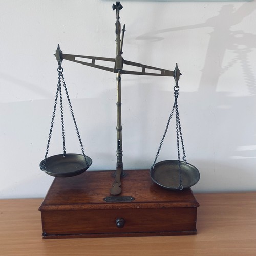 Late 19thc brass beam balance - brass,