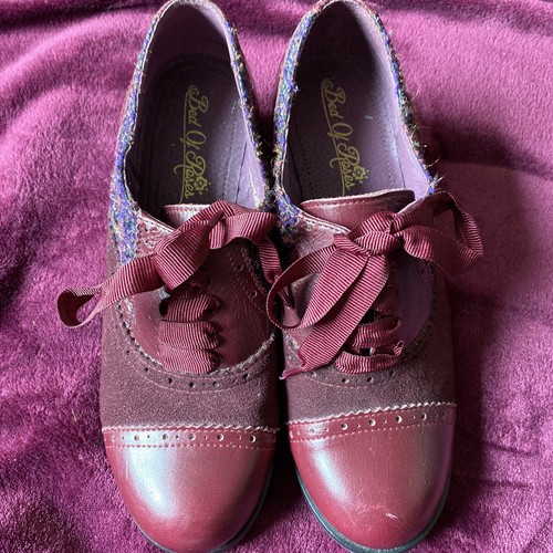 Low heeled brogues burgundy - heeled,