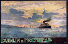 RAILWAY OFFICIAL POSTER POSTCARD LONDON & NORTH WESTERN DUBLIN & HOLYHEAD c1910