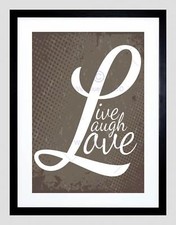 LIVE LAUGH LOVE ILLUSTRATION WORD BLACK FRAME FRAMED ART PRINT PICTURE B12X8700