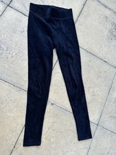 M&S Black Velvet Velour Feel Cord Look Leggings 8 Reg