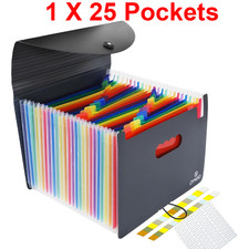 A4 Expanding File Organiser Paper 25 Pockets Expanding A4 Box Document Folder UK