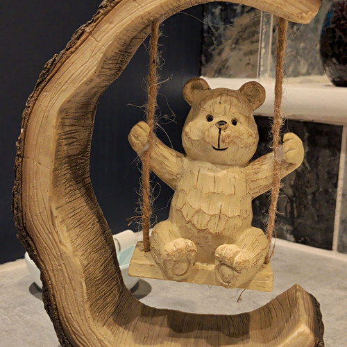 Wooden carved bear swing - carved,