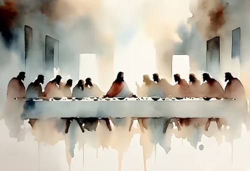 The last supper watercolour - the,