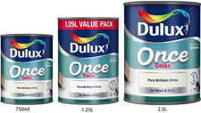 DULUX Once Gloss Pure Brilliant White Paint Wood & Metal | 750ML,1.25L,2.5L