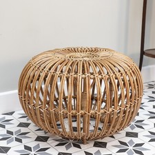 Wicker and Rattan Lobster Pot Ottoman Stool by Franco Albini 1960s