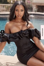 House Of Cb ‘SELENA’ Black Satin Dress / M