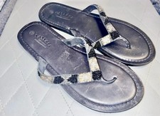 Fat Face Black Beaded Flip Flops Size UK 6 EU 39