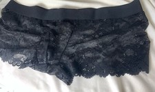 Man Posing Lacy Panties Feminine In Black Sexy Sheer Material. Require Filling.