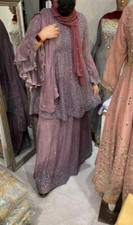 Asian Bridal Wedding Pakistani Lengha Lehnga 3-Piece Fully Embellished Lilac Eid