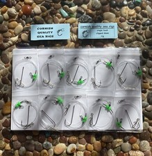 Cornish Quality Sea Rigs   SINGLE HOOK CLIPPED DOWN    Pack of 10 rigs  free p&p