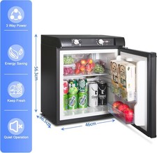 3 Way Absorption Gas Fridge 40L LPG/12V/240V Caravan RV Portable& No Noise Black