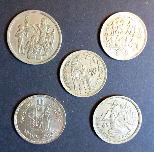 Five egyptian coins - five,