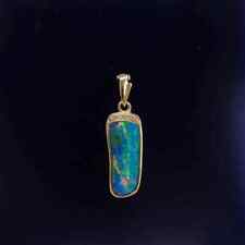 Unusual Black Opal & Diamond Pendant 14ct Yellow Gold – Length 25mm – S7802