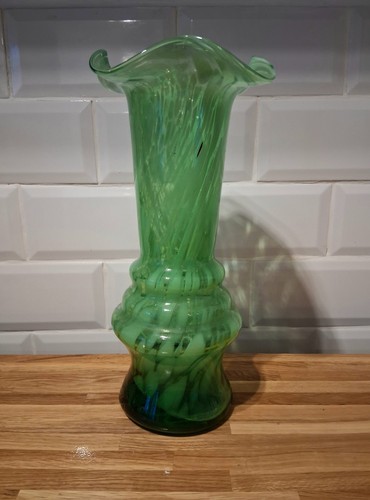 Large handblown green - handblown, glass