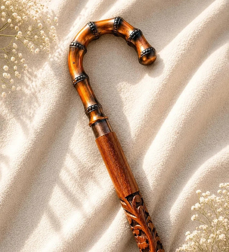 Hand carved wooden walking - wooden,