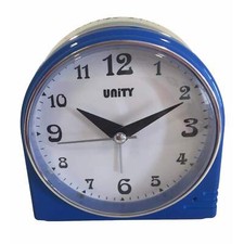 BEEP ALARM CLOCK 9CM IN BLUE WITH SWEEPING SECONDS HAND AND SNOOZE
