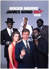 2026 Wall Calendar (12pg) JAMES BOND Vintage Roger Moore Spy Movie Poster 1520