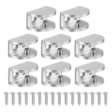 8 Pcs Adjustable Frameless Glass Shelf Brackets, Shower Glass Clamp Clip, Silver
