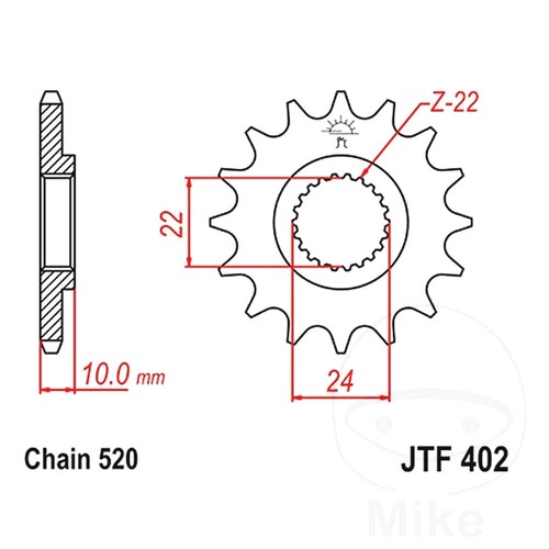 Front sprocket tooth 520 - jt,