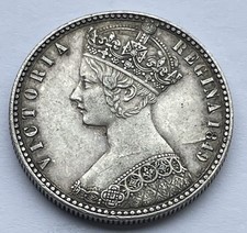 1849 Victoria Silver Godless Florin Coin 