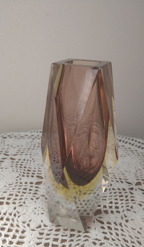 Murano sommerso faceted vase - murano,