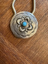 Vintage Navajo Turquoise Concho Sterling Silver Turquoise Key Ring