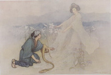 LILY MAIDEN, YOKAI & THE GOLDEN SNAKE - 1923 Vintage Japanese Art Nouveau Print