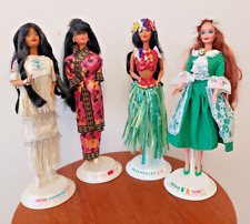 Preloved Mattel Barbies from the Vintage 1990's World Countries Collection x 4