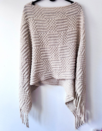 Beige wool knit geometric - beige,