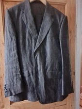 M&S Made in Italy Mens Grey Italian Linen Suit 42 ins Chest W 34"/L 31"