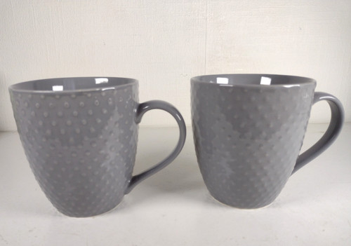 Two large grey textured mugs - grey,