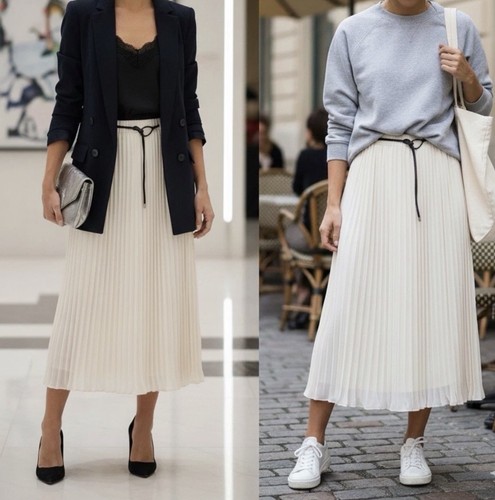 Zara cream midi - midi, skirt