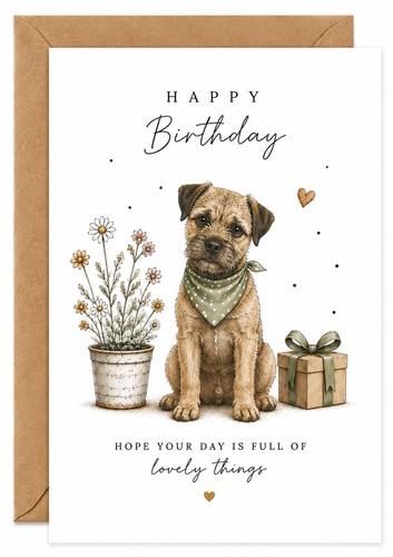 Border terrier card cute - terrier, dog
