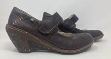 El Natura Lista size 8 (41) brown leather round toe wedge heel court shoes