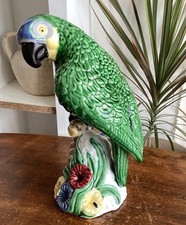 Lovely Vintage Majolica Bordallo Pinheiro Parrot Portuguese Figure.