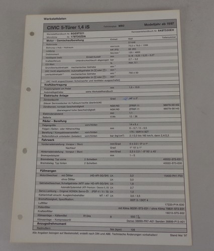 Inspection sheet honda civic - inspection,