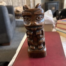 Wooden hand carved  totem pole Indian Tribe Made In Canada  (vintage)