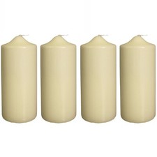 4 PACK 60 Hr Long Burn Big Large Thick Ivory Cream Church Altar Pillar Candle