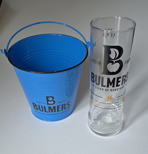 Bulmers tall pint glass and - glass,