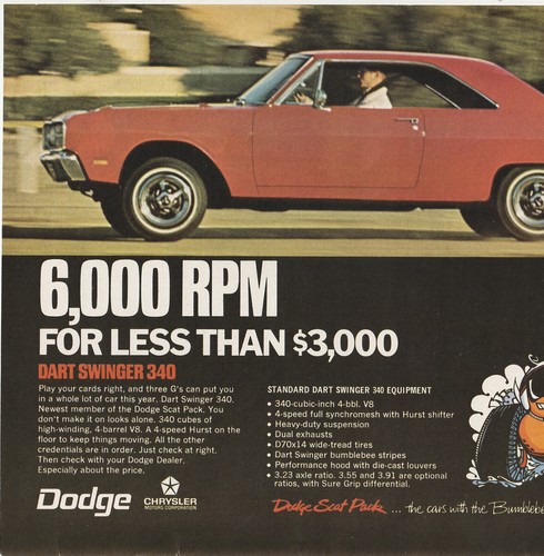 Vtg 1969 dodge dart swinger - dodge,