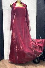 debut metallic satin long dress & scarf ball gown occasion  size 16 to  18