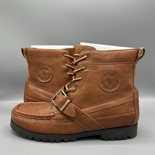 Polo Ralph Lauren Ranger Tan Brown Tumbled Leather Ankle Boots UK 9 EU 43 US 10
